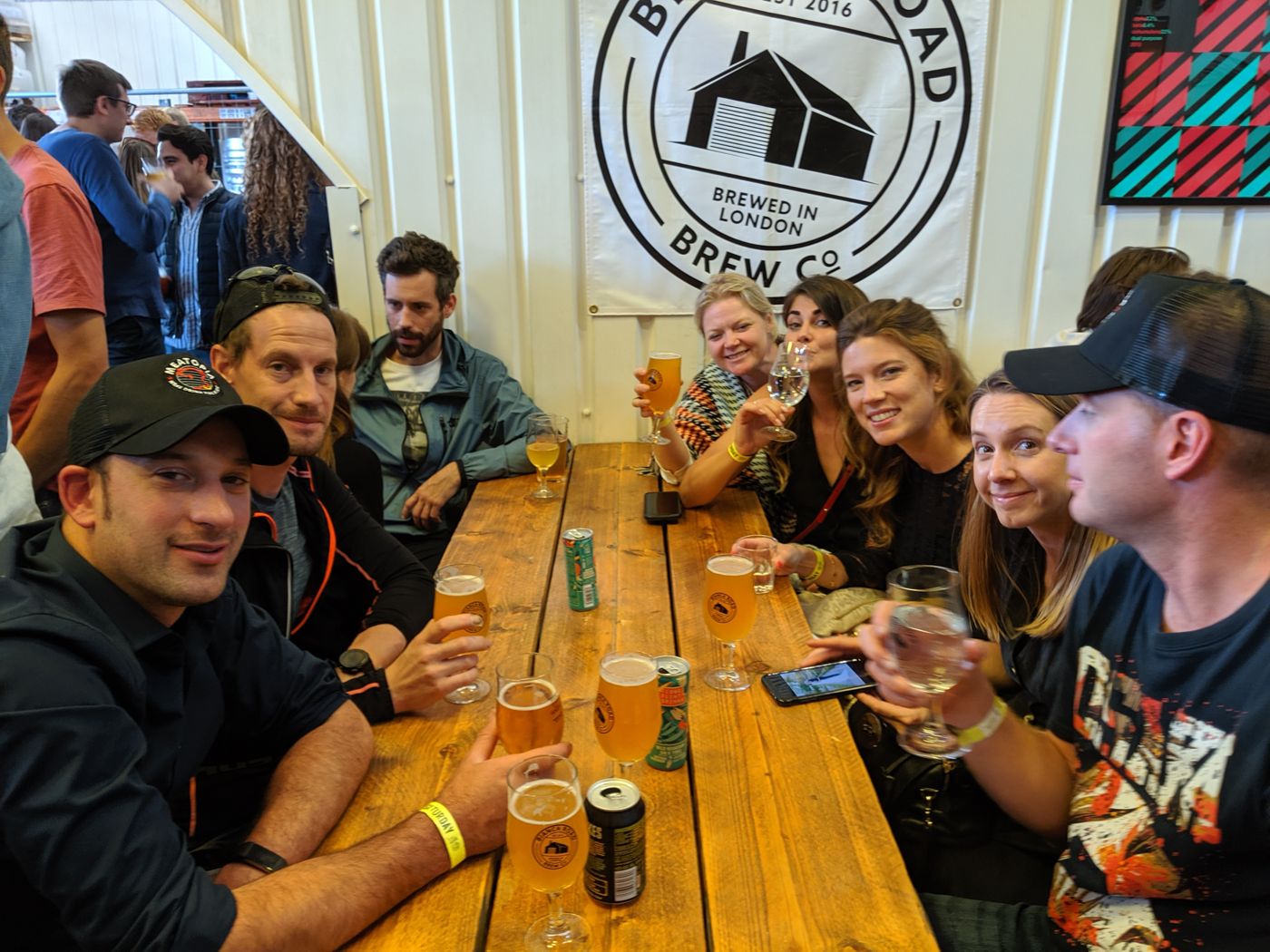 A work group around the table at a Bermondsey taproom